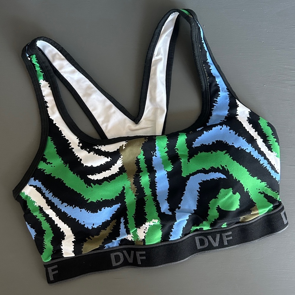 Diane Von Furstenberg Black and Blue Sports Bra